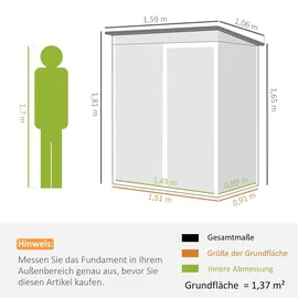 Outsunny Gerätehaus 1,59 x 1,06 m Grau