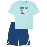 SCHIESSER Jungen Schlafanzug Set, kurz, Kinder, Baumwolle Motiv Blau/Türkis 140