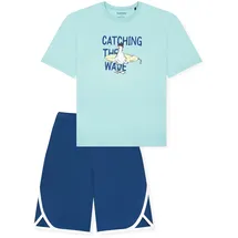 SCHIESSER Jungen Schlafanzug Set, kurz, Kinder, Baumwolle Motiv Blau/Türkis 140