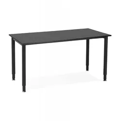 Schreibtisch FOCUS aus Holz und Metall | Designer Bürotisch mit schwarzer Melaminplatte | Moderner Besprechungstisch für Arbeitsplatz | Kadima Design