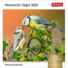 Harenberg Heimische Vögel Postkartenkalender 2026 - Wochenkalender mit 53 Postkarten: Wochenkalender im Postkarten-Format mit Vogelporträts. Tischkalender mit ... neuen Postkarten zum Sammeln und Verschicken