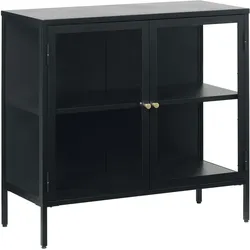 Carmel Sideboard mit 2 Glastüren Stahl schwarz.