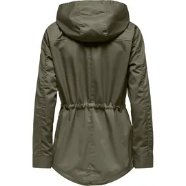 Only Parka "ONLLORCA LIFE CANVAS PARKA CC OTW", Damen, Gr. XS, grün (kalamata), Web, Obermaterial: 80% Polyester, 20% Baumwolle, unifarben, regular fit hüftlang, Jacken Parka, mit Kordelzug in der Taille