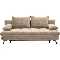Novel Schlafsofa Italia, Beige, Metall, 3-Sitzer, Füllung: Schaumstoff, 205x79-96x85 cm, Wohnzimmer, Sofas & Couches, Schlafsofas, Schlafsofas mit Bettkasten