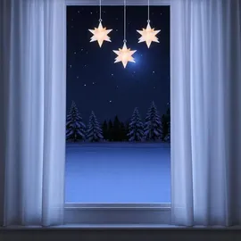 FHS International LED-Galaxy-Sterne 3er weiß je 8 warmweiße RGB LED, 6/18 Timer - Weiß
