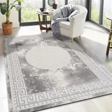 SANAT Teppiche für Wohnzimmer - Teppich Grau, Kurzflor Teppich Modern, Öko-Tex 100 Zertifiziert, Größe: 160x220 cm