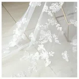SHTGOI 3D Schmetterling Blumen Bestickte Tüll Spitze Stoff 130 cm Breit Stickerei Mesh Netzstoff Spitzenstoff für DIY Kleidung Hochzeit Schleier Vorhang 3 Yard Weiss