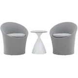 gardenson Gartenmöbel-Set Spoga 3-tlg. Grau/Weiß