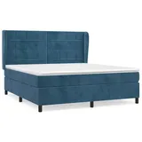 vidaXL Boxspringbett mit Matratze Dunkelblau 160x200 cm Samt