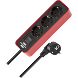 Brennenstuhl Ecolor Steckdosenleiste mit Schalter 3-fach, 1.5m, schwarz/rot (1153230070)