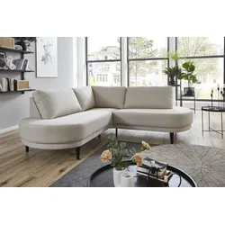 Ecksofa "Ronny L-Form", beige (creme), B:200cm H:82cm T:200cm, ATLANTIC HOME COLLECTION, Sofas, mit Wellenunterfederung, organische Formsprache, organisches Sofa