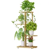 HAUSPROFI Pflanzenständer Blumenregal mit 4 Etagen - Gold Pflanzenregal Pflanzentreppe - Blumenständer für Balkon, Garten - 41x 22 x 82 cm