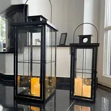 Mojawo 2er XXL Laternen Set Schwarz Gartenlaterne Windlicht Metall Schwarz H58/45cm