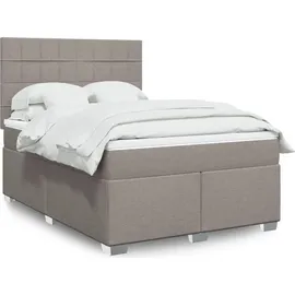 vidaXL Boxspringbett mit Matratze Taupe 140x200 cm Stoff