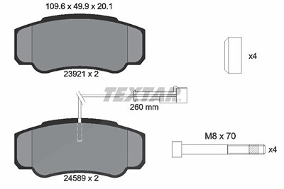 Textar Bremsbelagsatz, Scheibenbremse [Hersteller-Nr. 2392103] für Nissan