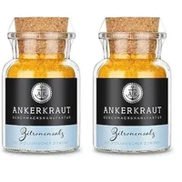 Ankerkraut Zitronensalz, 160g im Korkenglas, fruchtig-frisches Salz, Lecker Geschmack zum Braten, Grillen, Kochen (Packung mit 2)