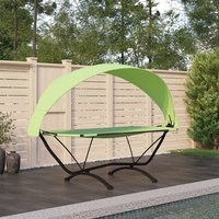 Möbel Outdoor-Loungebett mit Dach Grün Stahl und Oxford-Stoff - Gartenliegen 317602