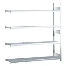 Schulte Lagertechnik Schulte Anbauregal Weitspannregal WS 2000 mit Stahlböden 2500 x x 600 mm verzinkt 4 Metallböden, 140kg Fachlast silber, (B/H/T) 187 197
