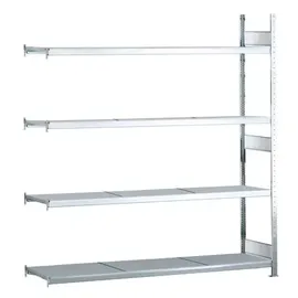 Schulte Lagertechnik Schulte Anbauregal Weitspannregal WS 2000 mit Stahlböden 2500 x x 600 mm verzinkt 4 Metallböden, 140kg Fachlast silber, (B/H/T) 187 197