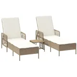 vidaXL Verstellbare Sonnenliege 200 x 65 x 30 cm Beige