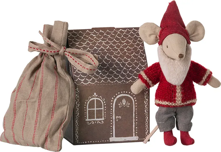 Maileg Weihnachtsmann Maus Stofftier - ca. 14 cm, Baumwolle, rot, detailreich gestaltet - Festliche Weihnachtsdekoration