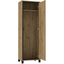 Forte Garderobenschrank Schwarz, Eiche / Schwarzeiche, 64.4 x 199.4 x 41.5 cm