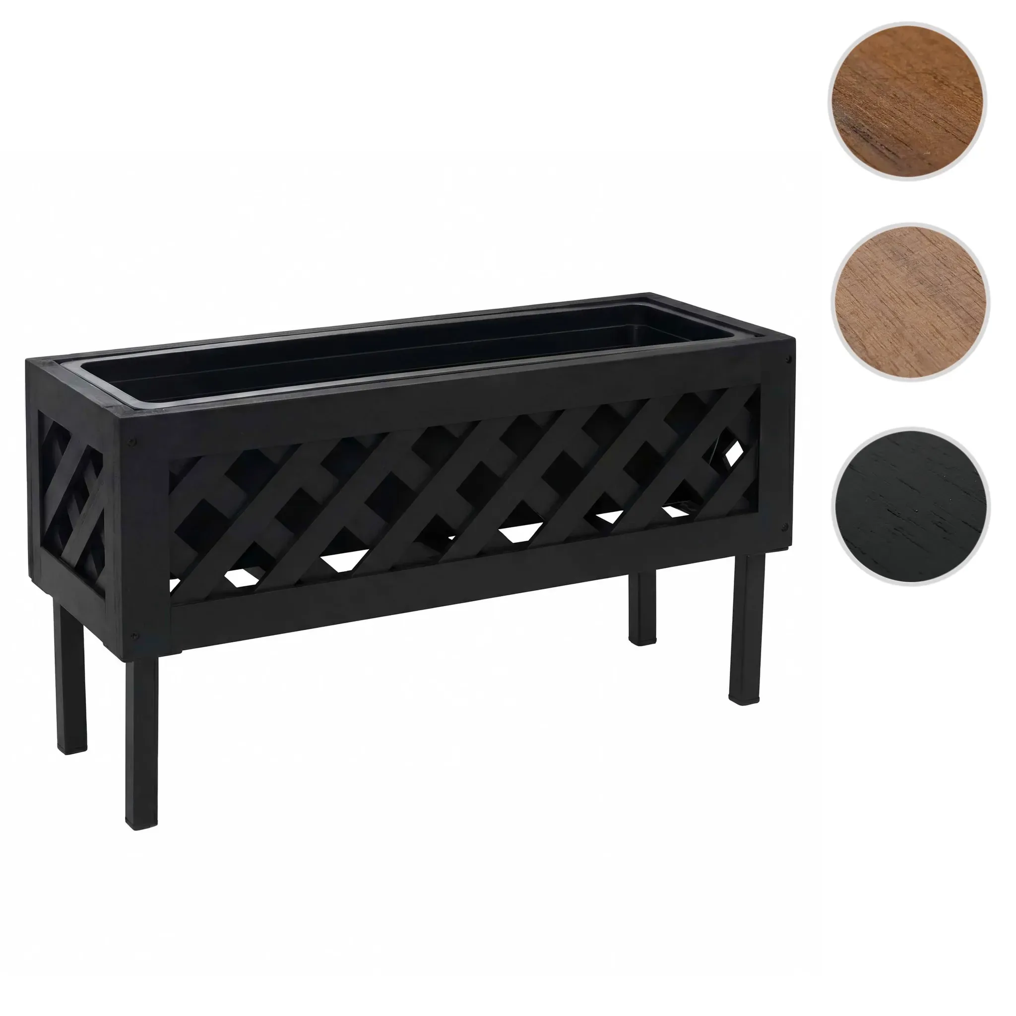 Pflanzkasten HWC-P86, Blumen-/Pflanzkübel Blumenkasten, In-/Outdoor Akazie Holz FSC®-zertifiziert 35x64x24cm ~ schwarz