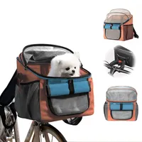 Yallmie Fahrrad Hund Vorne bis zu 5 Kg, 37*27*40cm Faltbare Fahrradkorb Vorne Fahrrad Vorne Korb, Hundekorb Rucksack mit Netzfenster Fahrradkorb Vorne für Kleine Mittlere Hunde und Katzen (Orange)