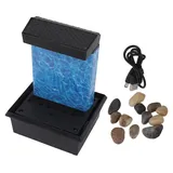 Zimmerbrunnen mit natürlichen Flusssteinen und LED-Beleuchtung – beleuchteter Tischbrunnen mit Wasserfall für Büro und Wohnbereich, USB-Kabel 5 V
