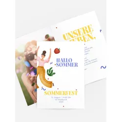 Einladung zum Sommerfest selbst gestalten mit Spruch und Fotos im Onlinedesigner bei Meine-Kartenmanufaktur.de