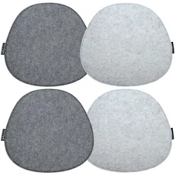 4 Filz Sitzkissen Oval 40x37cm 8mm Stuhlkissen Wende Sitzauflage Hellgrau Grau