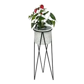 DanDiBo Ambiente Blumenhocker mit Topf 75 x 75 cm Schwarz Weiß