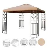 Metallpavillon 3x3 m Pavillon Pergola Gartenpavillon Partyzelt Festzelt stabil taupe