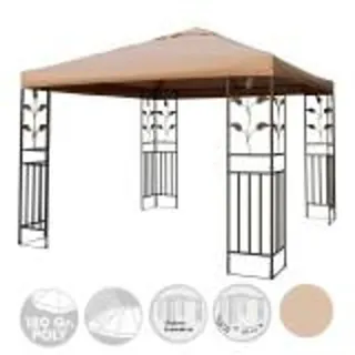 Metallpavillon 3x3 m Pavillon Pergola Gartenpavillon Partyzelt Festzelt stabil taupe