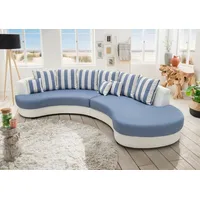 Ecksofa INOSIGN "Limoncello organische Formensprache, OTTOs Choice, L-Form", blau (weiß, blau, blau, weiß, gestreift), B:287cm H:76cm T:160cm, 100% PU (Kunstleder)/60% Polyester, 40% Baumwolle, Sofas, Ecksofa, ergonomische Form