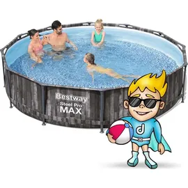 BESTWAY Steel Pro Max Frame Pool Set 366 x 100 cm holzoptik inkl. Filterpumpe