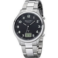 Regent Metall Herren Uhr FR-276 Analog-Digital Armbanduhr silber Funkuhr D2URBA445
