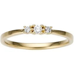 Goldring FIRETTI "Schmuck Geschenk Gold 585 Damenring Goldring" Gr. 17, gold (gelbgoldfarben, weiß), Fingerringe, Damen, 17, 0,12 ct P2 = erkennbare Einschlüsse, Gelbgold 585-Diamanten, 2,7mm, Gelbgold 585, Diamanten, mit Brillanten