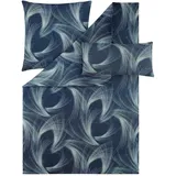 Estella Lino Grafisch Blau 135 x 200 cm + 80 x 80 cm + 40 x 80 cm