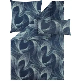 Estella Lino Grafisch Blau 135 x 200 cm + 80 x 80 cm + 40 x 80 cm