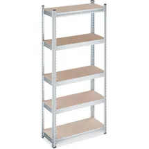 Relaxdays Schwerlastregal verzinkter Stahl 150 x 70 x 30 cm Natur/Silber