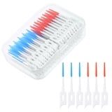 URAQT Interdentalbürsten, 220 Stück Silikon Zahnzwischenraumbürsten, Tragbarer Zahnbürsten Dual-Use Zahnseide Stick Interdentalbürste, Dentalbürsten für Zahnreinigung zwischenräume(Blau+Orange)