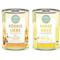 naftie veganes Hundefutter Testpaket - Bio Nassfutter vegan für Hunde - Bio Hirse Gold & Bio Kürbis Liebe - purinarm - Diät-Futter - 2X 400g Dosen