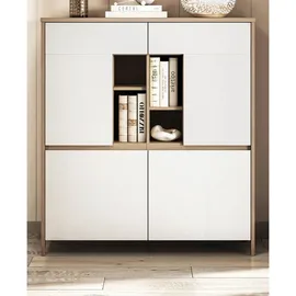 furn.design Highboard 111 x 125 cm Weiß / Eiche