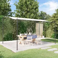 Homgoday Pavillion Markise Gartenpavillon Pergola mit Geschwungenes Dach UV Schutz Sonnenmarkise Anbaupavillon Partyzelt Garten Terrasse Balkon Creme 4x3 m 180 g/m2 Stoff und Stahl