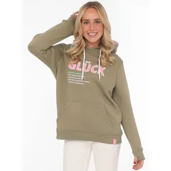 Zwillingsherz Hoodie »"Glück"«, mit Schriftzug Glück und Kängurutaschen Zwillingsherz khaki SM (S/M)