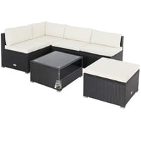 CASARIA Casaria® Polyrattan Ecklounge Schwarz-Creme