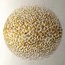 Leinwandbild LEONIQUE "Golden Ball", beige (natur), B:70cm H:70cm, Canvas, Holzrahmen, Bilder, Akustikbild mit sehr guten Schallabsorptions-Eigenschaften
