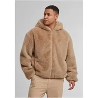 URBAN CLASSICS Full Zip Faux Fur Hoodie - beige