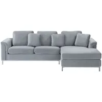 Beliani Ecksofa Samtstoff Grau